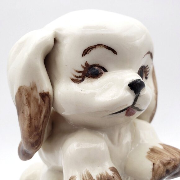 Vintage 50s Handmade Ceramic Sitting Spaniel Dog 4.5" Figurine OOAK Signed VGC - Picture 6 of 9